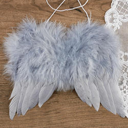 Blue Gray Feathered Angel Wings