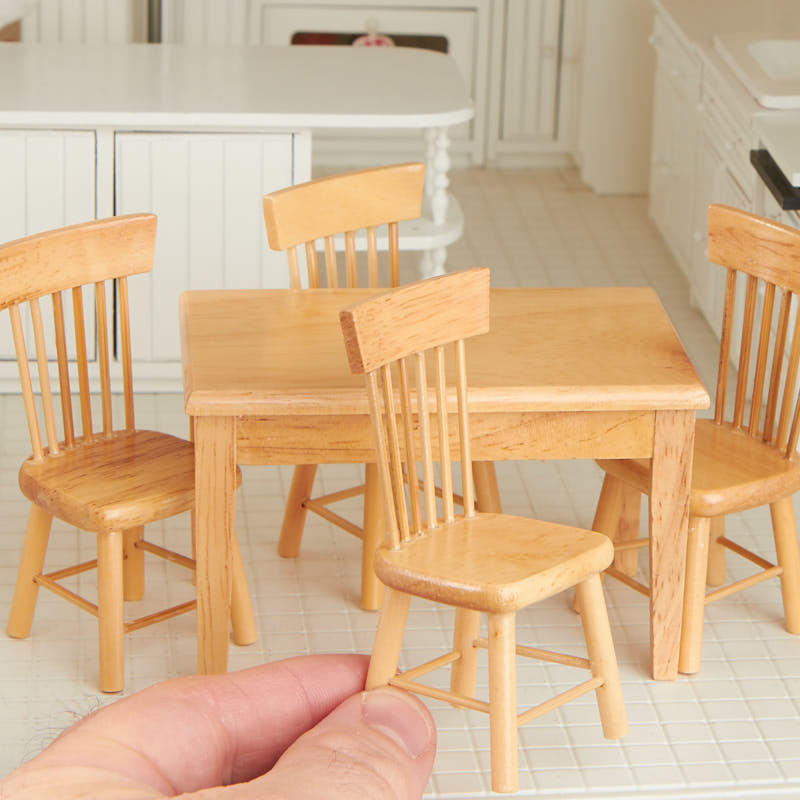  Dollhouse  Miniature Light Oak Kitchen  Table and Chair Set  