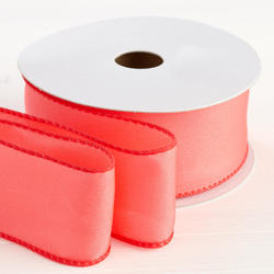 Coral Satin Wired Ribbon