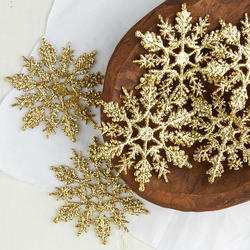 Glittered Gold Snowflake Ornaments