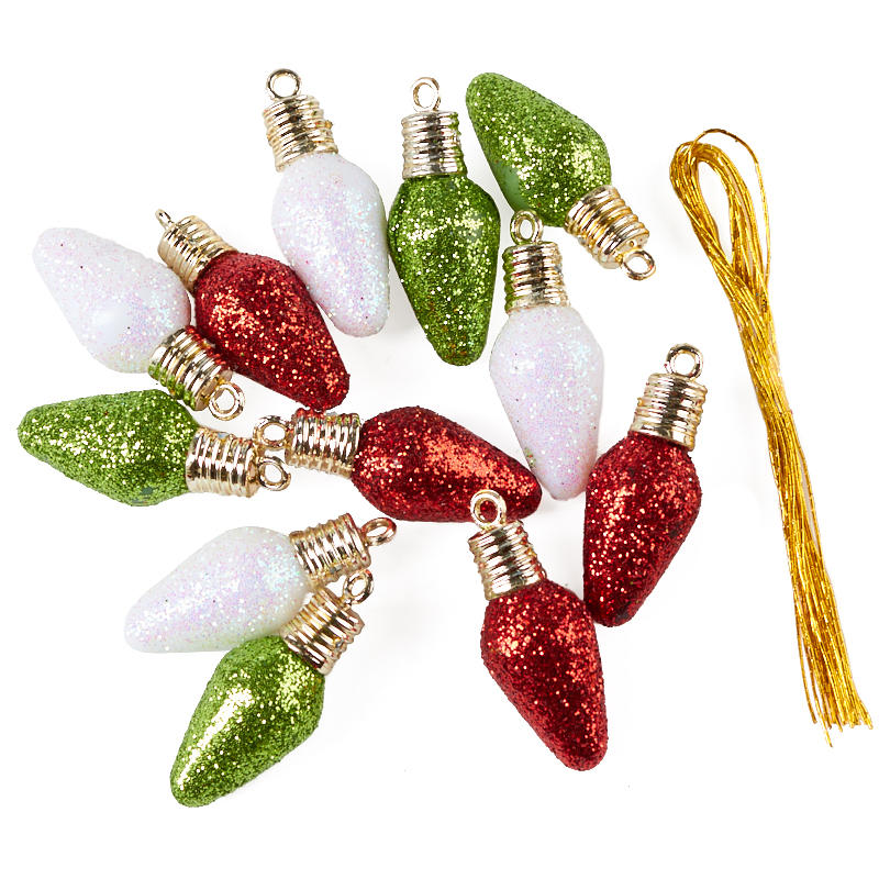 Miniature Glittered Christmas Bulb Ornaments - Christmas Ornaments ...