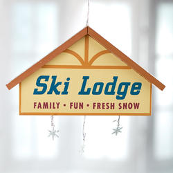 "Ski Lodge" Wintry Sign Ornament