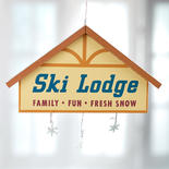 "Ski Lodge" Wintry Sign Ornament