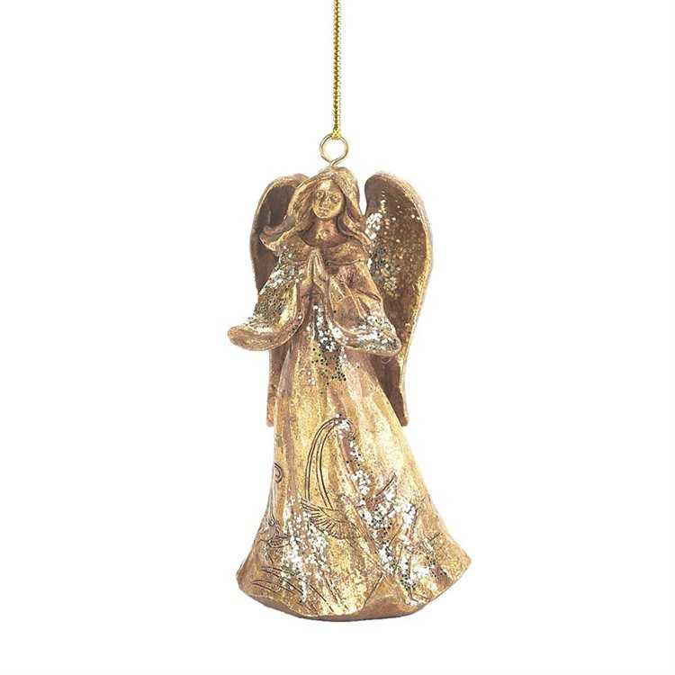 Gold Glittered Praying Angel Ornament - Christmas Ornaments - Christmas ...