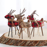 Plaid Reindeer Ornament Set