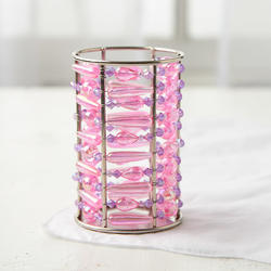 Pink Beaded Candle Holder