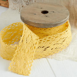 Yellow Lace Fabric Trim Ribbon Spool