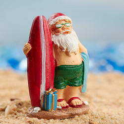 Miniature Beach Surf Board Santa
