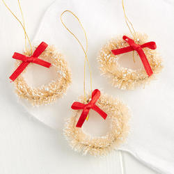 Miniature Ivory Frosted Sisal Christmas Wreaths