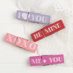 Valentine Wood Clothespin Magnets