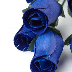 Royal Blue Wooden Rose Bud Stems