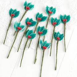 Miniature Vintage Inspired Lacquered Holly Leaf Picks