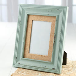 Weathered Teal Picture Frame with Burlap Mat
