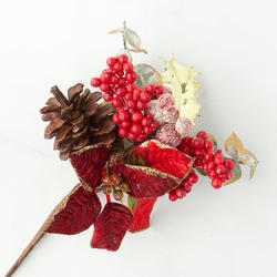 Artificial Poinsettia and Berry Pick