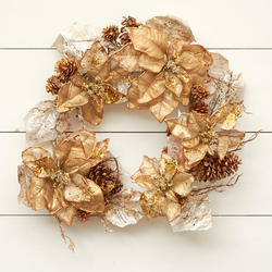 Gold Artificial Poinsettia Wreath