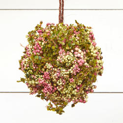 Mulberry and Green Artificial Berry Cluster Kissing Ball