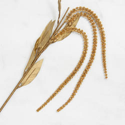 Gold Glittered Artificial Weeping Willow Stem