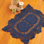 Navy Blue Rectangular Crocheted Doily