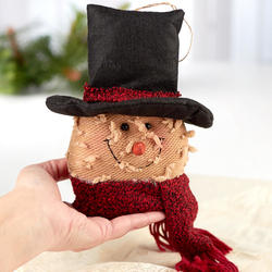 Factory Direct Craft Sweet Primtive Cloth Snowman in Hats on Jute Garland 