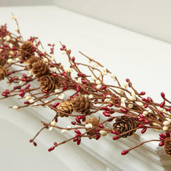 Red and Cream Pip Berry and Pinecone Garland