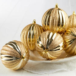 Gold Glittered Christmas Ball Ornaments