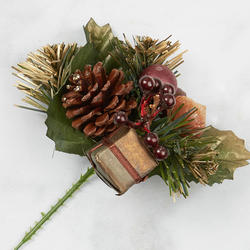 Burgundy Gift and Artificial Pine Christmas Floral Pick