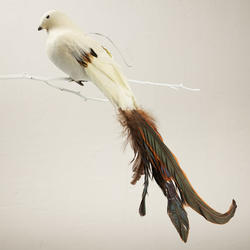Cream Long Tail Artificial Bird