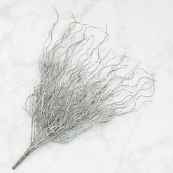 Silver Glittered Artificial Twig Bush