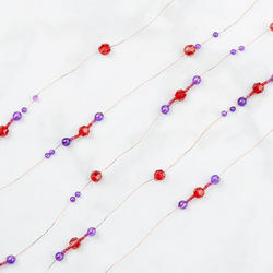 Purple and Red Beaded Wire Garland