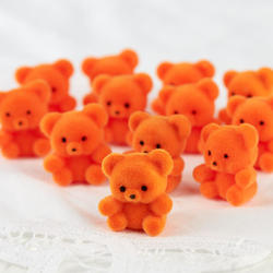 Miniature Orange Flocked Teddy Bears