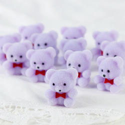 Miniature Lavender Flocked Teddy Bears
