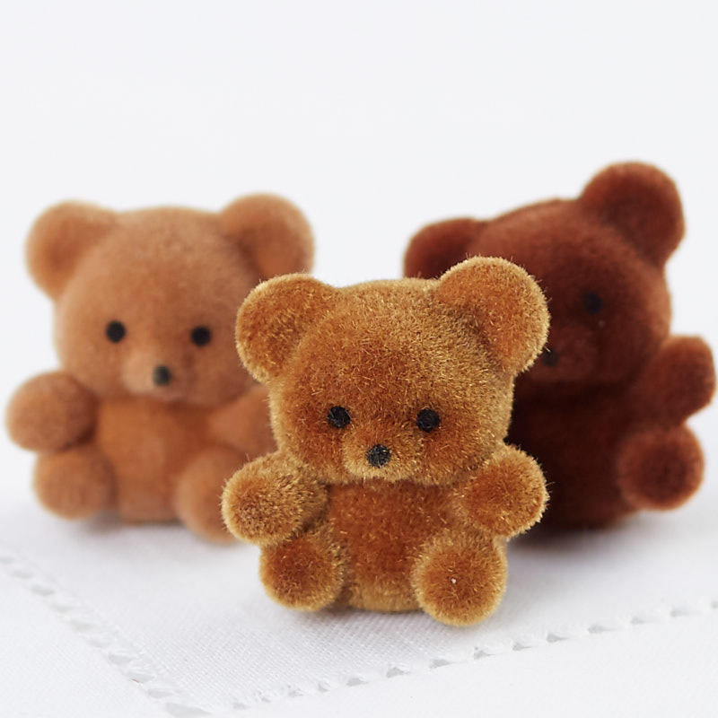 flocked teddy bear miniatures