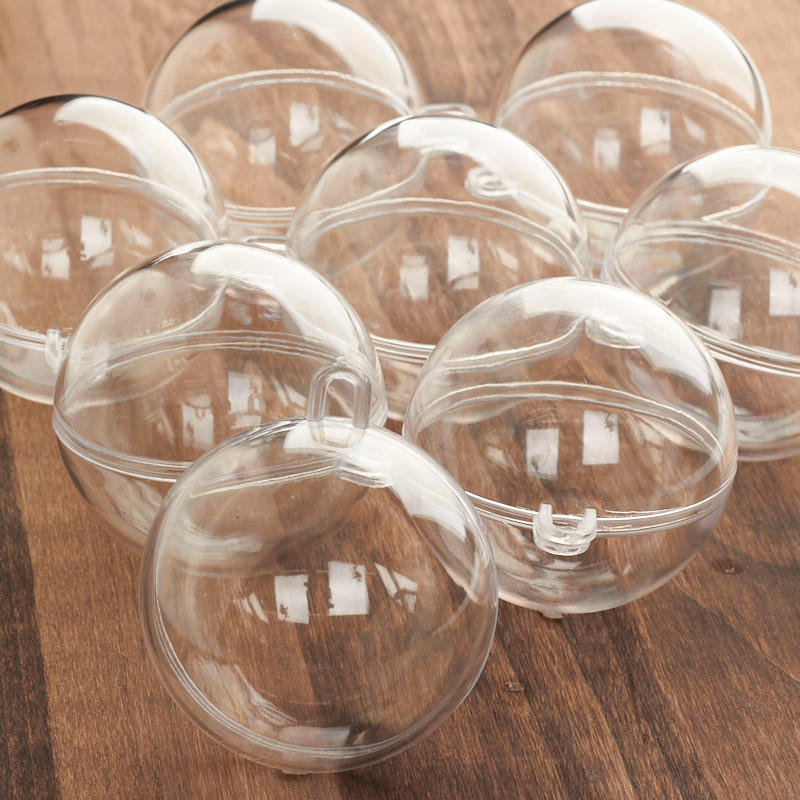 Pkg of 24 30mm Clear Plastic Acrylic Fillable Ball Ornament 