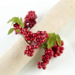 Red Artificial Berry and Leaf Napkin Ring