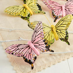 Yellow and Pink Artificial Butterflies