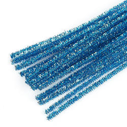 Blue Metallic Tinsel Pipe Cleaners