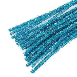Turquoise Metallic Tinsel Pipe Cleaners
