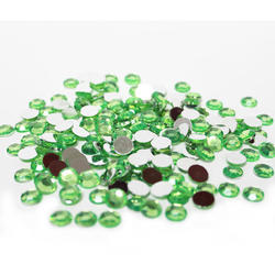 Apple Green Flat Back Faceted Round Rhinestones