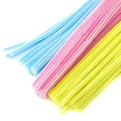 Yellow, Blue, and Pink Pipe Cleaners