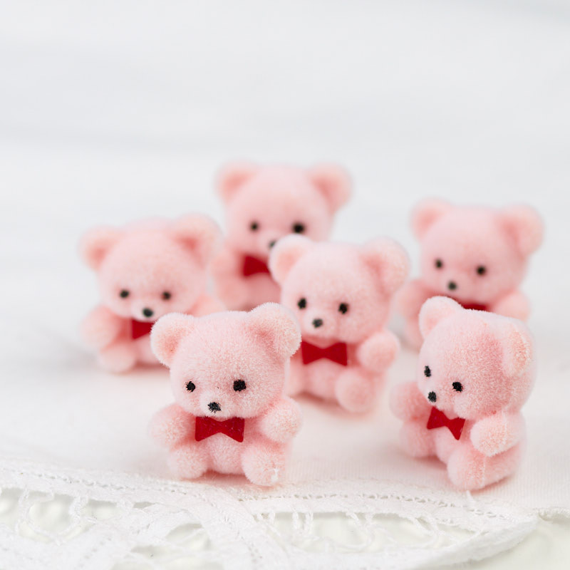flocked teddy bear miniatures