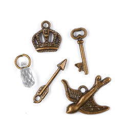 Antique Brass Key and Arrow Charms