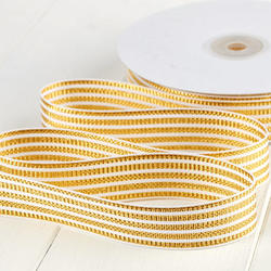 Gold Metallic Striped Seersucker Grosgrain Ribbon