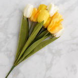 Yellow and Cream Artificial Tulip Bush