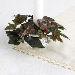 Glittered Artificial Grape Leaf Candle Ring