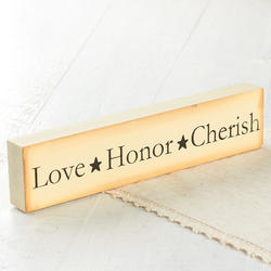 Primitive "Love Honor Cherish" Chunky Block Sign