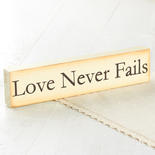 Primitive "Love Never Fails" Chunky Block Sign