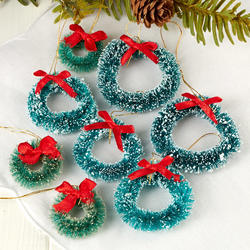 Miniature Frosted Green Bottle Brush Wreaths