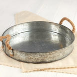 Round Rustic Serving Tray with Rope Handles