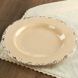 Rustic Cream Round Rim Melamine Plate - Kitchen Utensils - Kitchen and ...