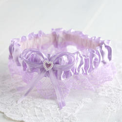 Lavender Satin and Lace Wedding Garter